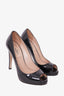 Valentino Black Patent Peep Toe Heels Size 36