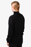 Valentino Black Virgin Wool Turtleneck Sweater with Lambskin Leather Detail Size M (As Is)