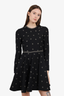 Valentino Black Wool/Silk Heart Studded Long-Sleeve Dress Size 2