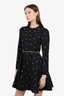 Valentino Black Wool/Silk Heart Studded Long-Sleeve Dress Size 2
