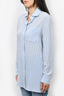 Valentino Blue/White Silk Striped Button-Up L/S Dress sz 4