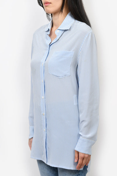 Valentino Blue/White Silk Striped Button-Up L/S Dress sz 4 – Mine & Yours