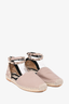 Valentino Brown Grained Leather Ankle Wrap Flat Espadrilles Size 39