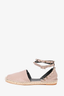 Valentino Brown Grained Leather Ankle Wrap Flat Espadrilles Size 39