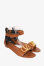 Valentino Brown Leather V-Logo Wrap Sandals Size 39