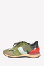 Valentino Green Suede/Blue Leather Camo Rockstud Sneakers Size 35