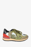 Valentino Green Suede/Blue Leather Camo Rockstud Sneakers Size 35