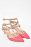 Valentino Hot Pink/Mauve Leather Rockstud Cage Heels sz 35