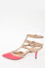 Valentino Hot Pink/Mauve Leather Rockstud Cage Heels sz 35