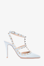 Valentino Powder Blue Leather Cage Rockstud Heels Size 38.5
