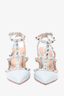 Valentino Powder Blue Leather Cage Rockstud Heels Size 38.5