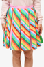 Valentino Rainbow Striped Silk Pleated Mini Skirt Size 8