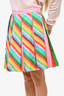 Valentino Rainbow Striped Silk Pleated Mini Skirt Size 8