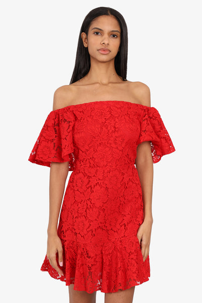 Valentino Red Lace Off Shoulder Dress Mine & Yours Valentino Red Lace Off Shoulder Dress Mine & Yours