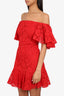 Valentino Red Lace Off Shoulder Dress