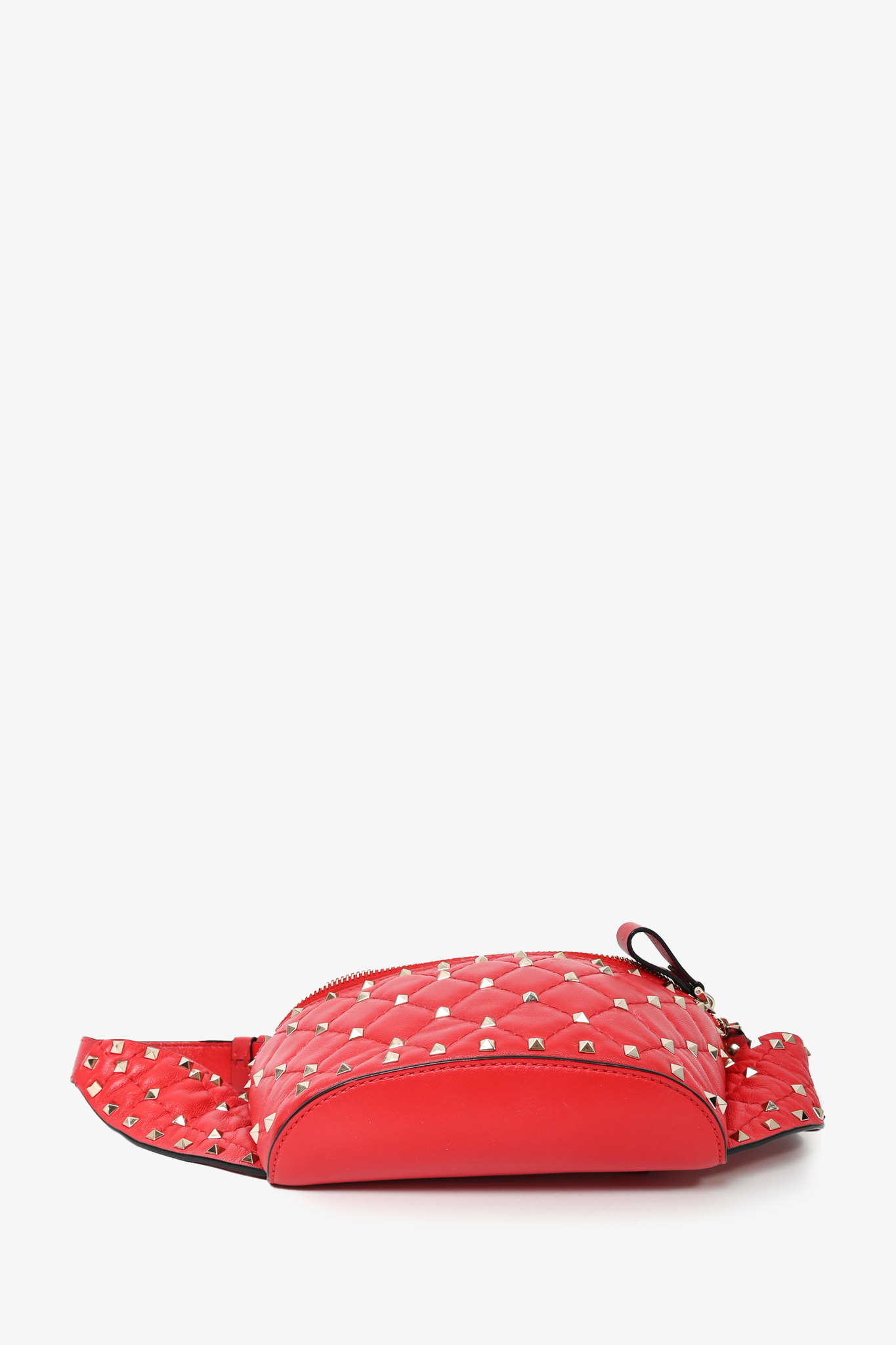 Valentino Red Lambskin Leather Rockstud Belt Bag Size 85