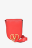 Valentino Red Leather 'Vring' Crossbody Saddle Bag