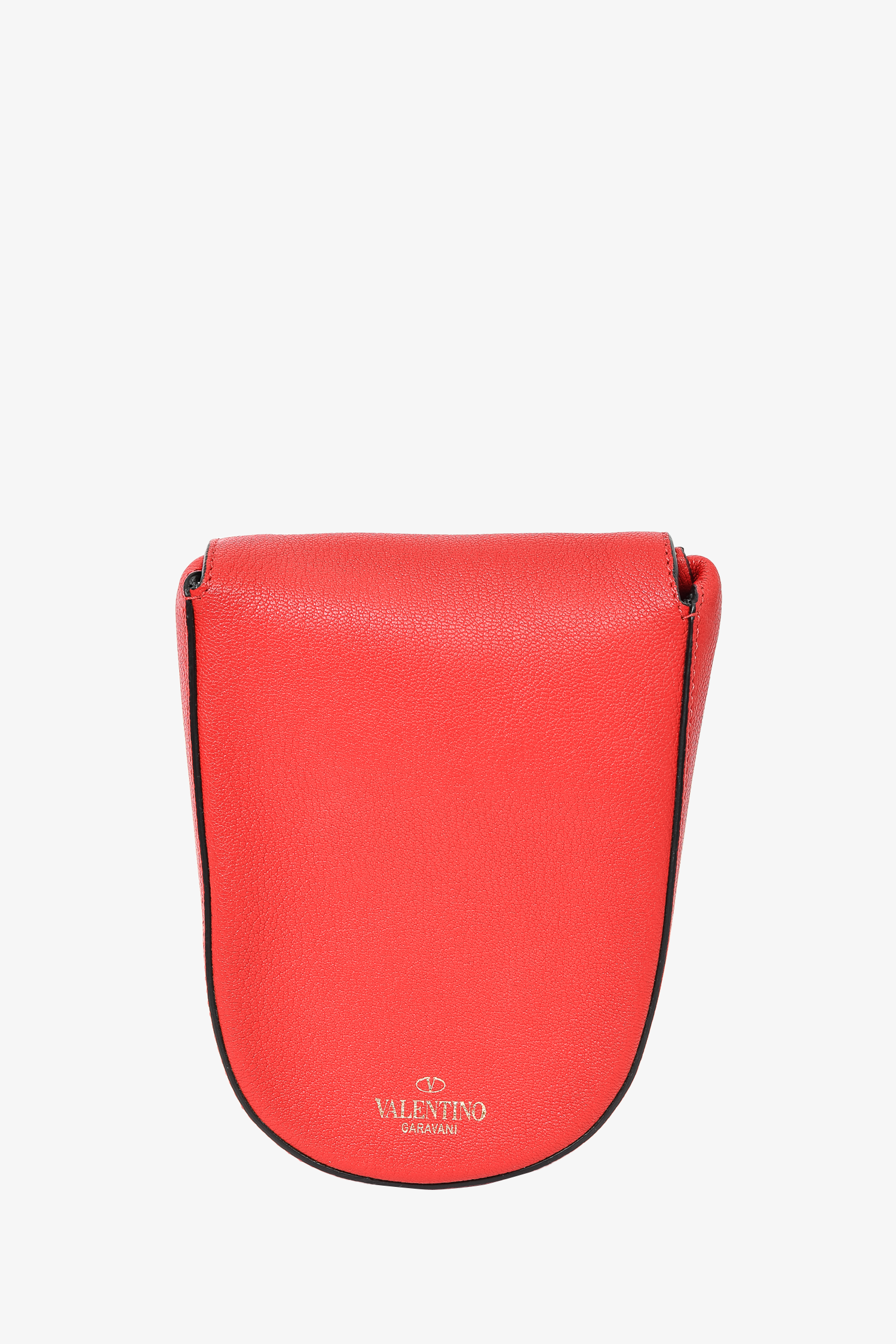 Valentino Red Leather Vring Crossbody Saddle Bag