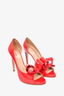 Valentino Red Patent Leather Bow Peep Toe Heels sz