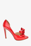 Valentino Red Patent Leather Bow Peep Toe Heels sz