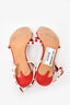 Valentino Red Suede/White Rockstud Kitten Heeled Sandals Size 38