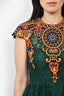 Valentino Runway S/S 2014 Green Lace Embroidered Detailed Mini Dress sz 2
