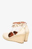 Valentino White Leather Rockstud Espadrille Wedges Size 38