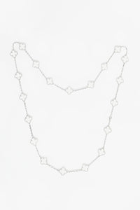 Van Cleef & Arpels 18K White Gold 20 Motif Mother of Pearl Vintage Alhambra Necklace