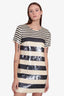 Veronica Beard Black/White Striped Sequin Mini Dress Size 2