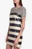 Veronica Beard Black/White Striped Sequin Mini Dress Size 2
