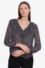 Veronica Beard Blue Silk Floral Print Ballon Sleeve Top Size 0