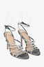 Veronica Beard Silver Embellished Rope Detail Heeled Sandals Size 6