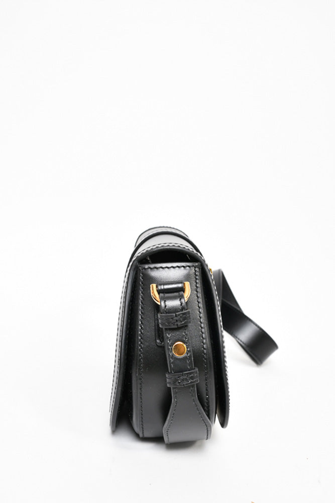 Versace Black Leather "Greca" Foldover Crossbody w/ Extra Chain Strap (Retail $3625)