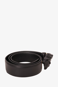 Versace Black Leather Medusa Buckle Belt Size 36