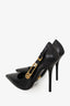 Versace Black Leather Medusa Safety Pin Heels Size 37