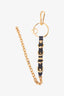 Versace Black Leather with Gold Tone Rings Keychain