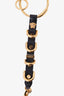 Versace Black Leather with Gold Tone Rings Keychain