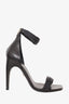 Versace Black Logo Embossed Ankle Straps Sandals Size 38