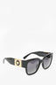 Versace Black Square Frame Polarized Sunglasses w/ Gold Medusa Sides