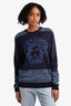 Versace Blue Cotton Logo Crewneck Sweater Size 46 Men's