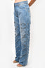 Versace Blue Denim Cut-Out Wide Leg Jeans Size 27