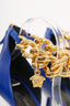 Versace Blue Leather Medusa Gold Chain Sandals Size 39