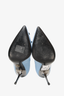 Versace Blue Leather Silver Medusa Head Pumps Size 37
