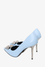 Versace Blue Leather Silver Medusa Head Pumps Size 37