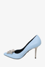 Versace Blue Leather Silver Medusa Head Pumps Size 37