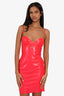 Versace Bright Magenta Latex Bodycon Mini Dress Size 42