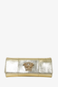 Versace Gold Python Embossed Medusa Leather Clutch On Chain