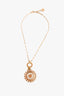 Versace Gold Toned Crystal Studded Pendant Chain Necklace