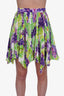 Versace Green/Purple Patterned Pleated Mini Skirt Size 40