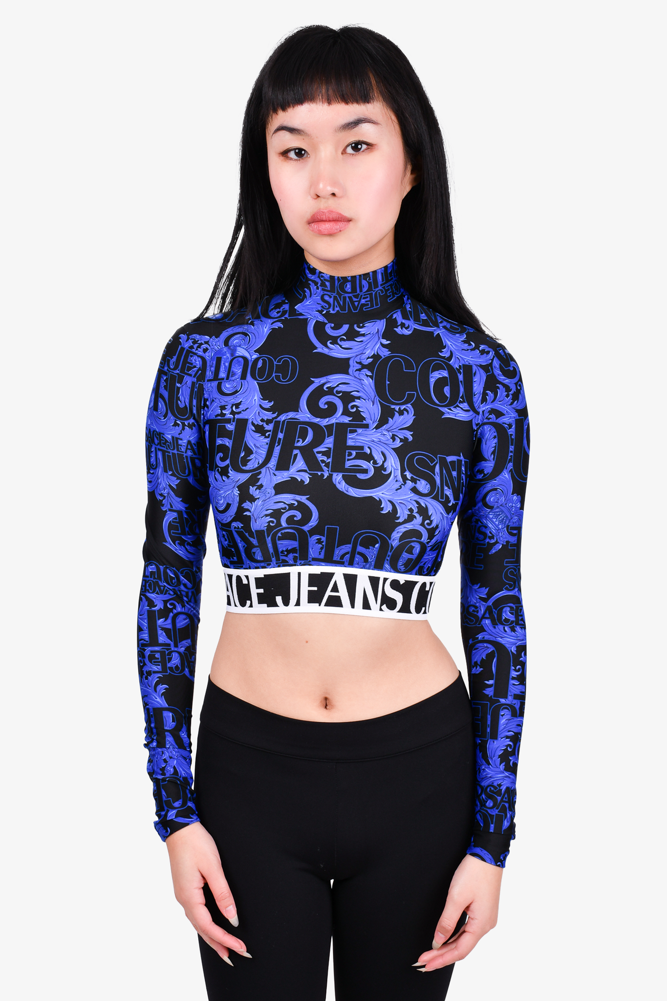 versace jeans couture logo band crop top